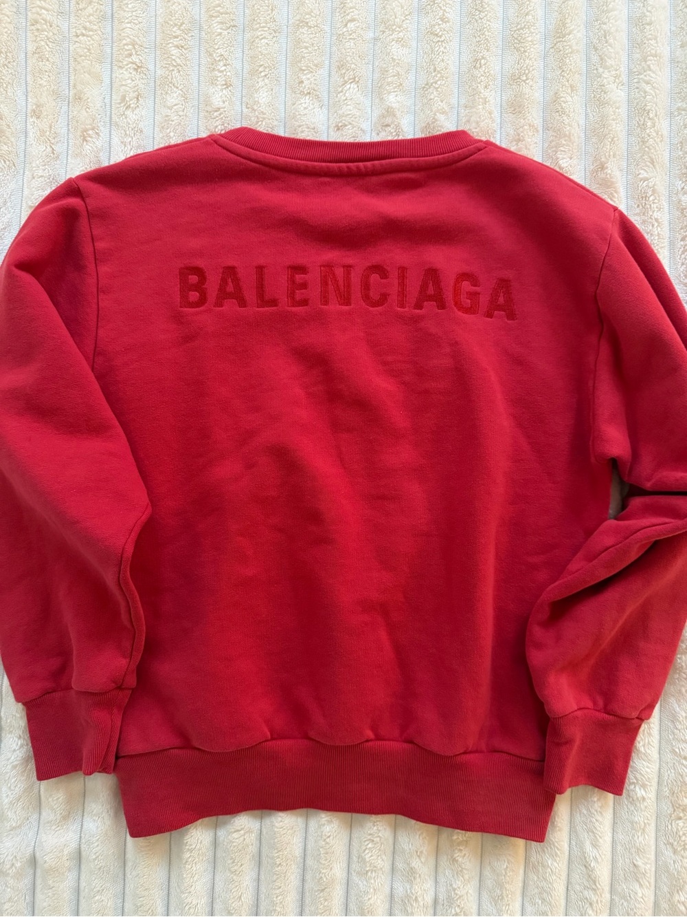 Balenciaga Men’s Red Tonal Logo Crewneck Sweatshirt Size 6 2018